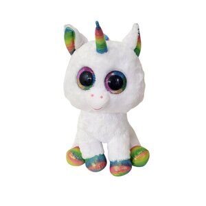 Ty Beanie Boos Large Pixy Unicorn Plush Toy With Rainbow Horn & Hooves 17"